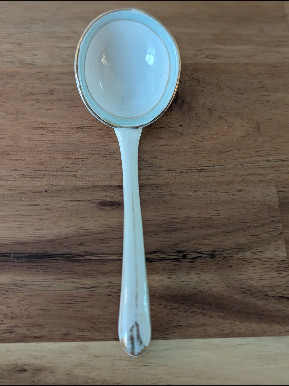 Nippon Hand Painted Porcelain Condiment Spoon Mayonnaise Ladle Rising Sun